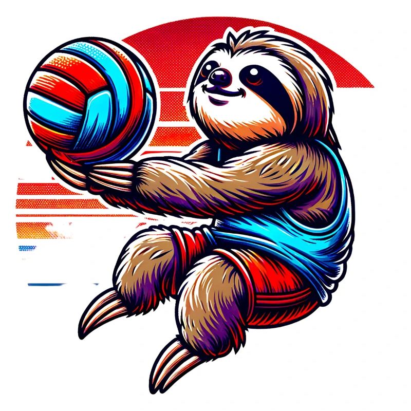 Cool Sloth Volleyball Player