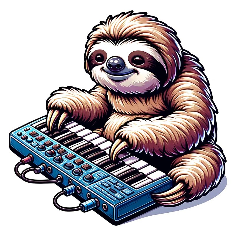 Sloth Keyboard Player Musician Smooth