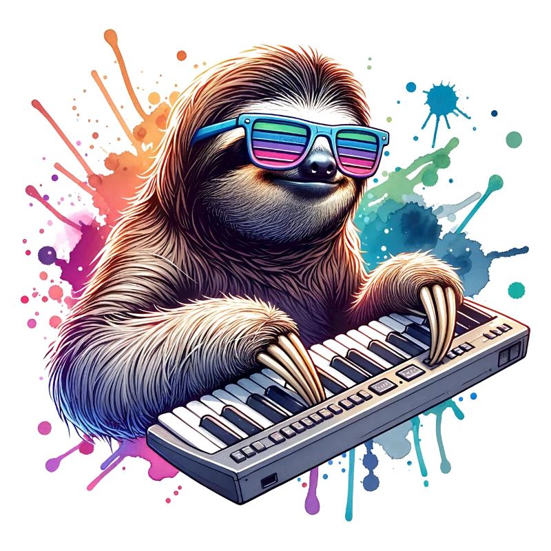 Cool Sloth Keyboard Player Music