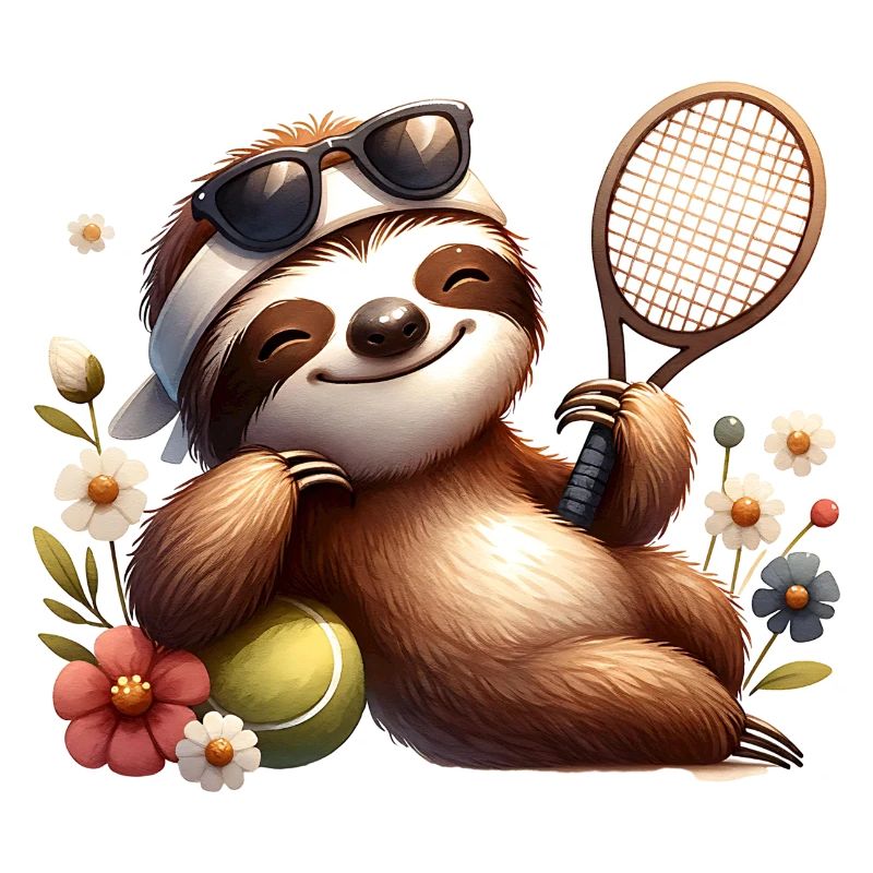 Cute Sloth Tennis Player Design