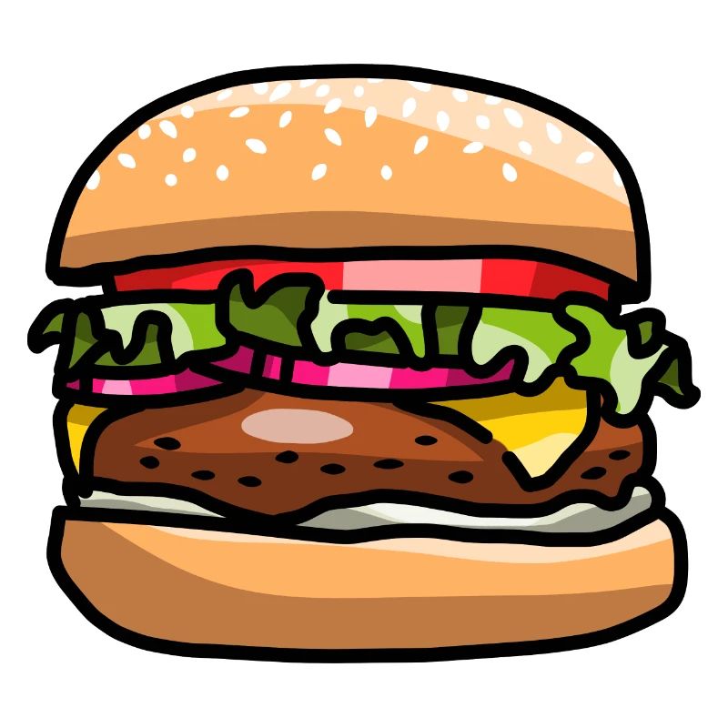 Comic Burger Hamburger Viande Steaky Cheese Tomate