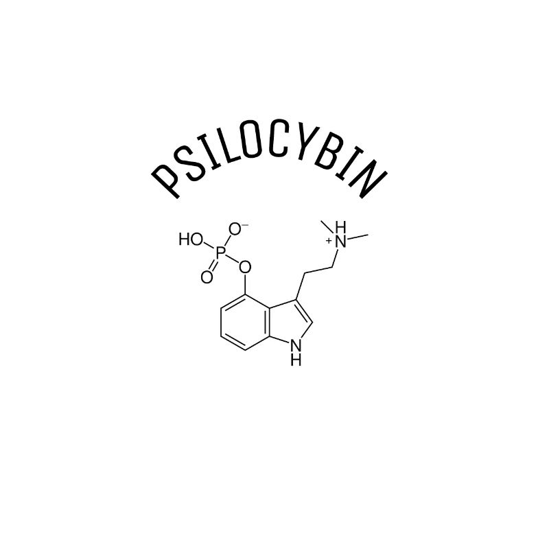 Psilocybin molecule with lettering