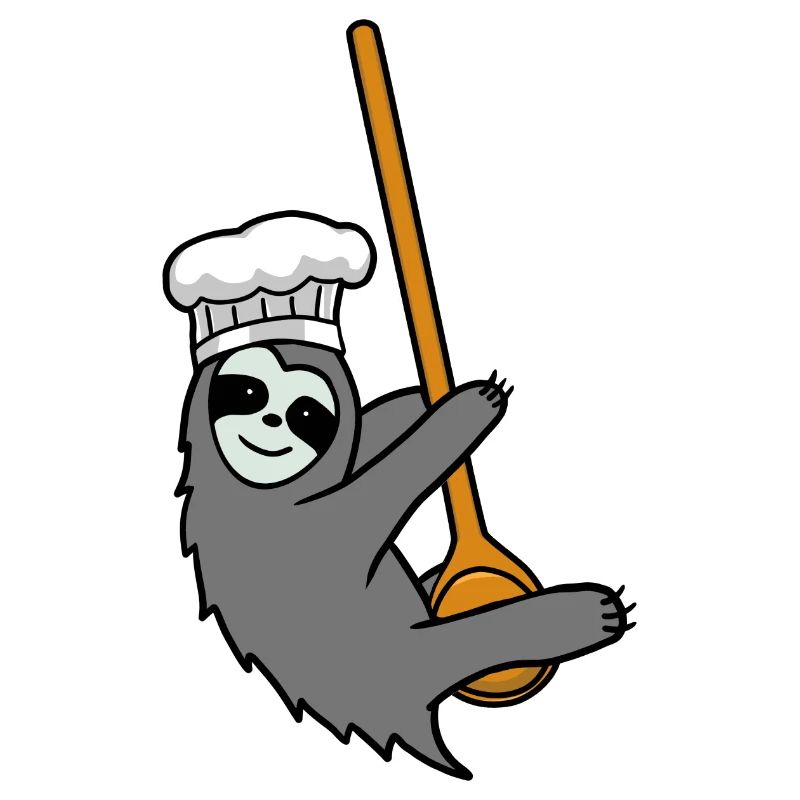 Industrious sloth kitchen cooking cooking spoon hobby chef