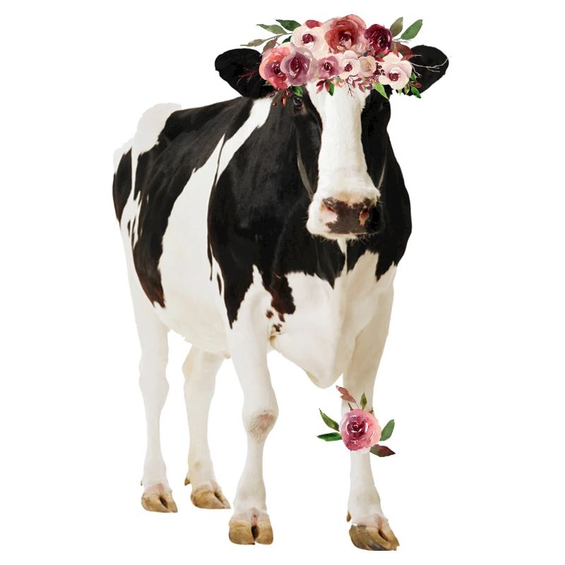 Holstein Kuh mit Blüten