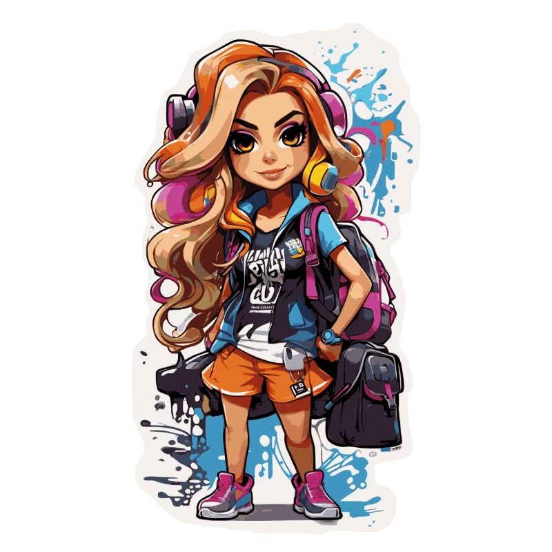 Mädchen Schoolgirl bunt mit Graffiti
