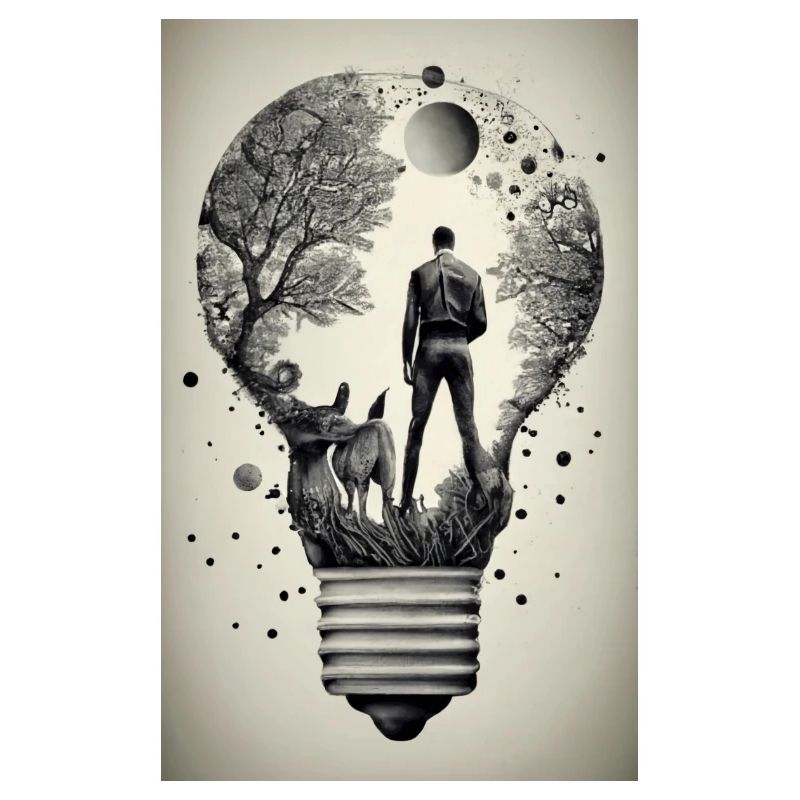 man inside a light bulb