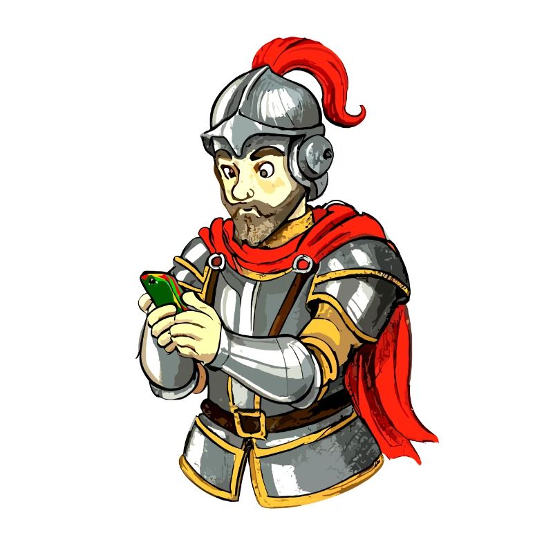Ritter mit Smartphone