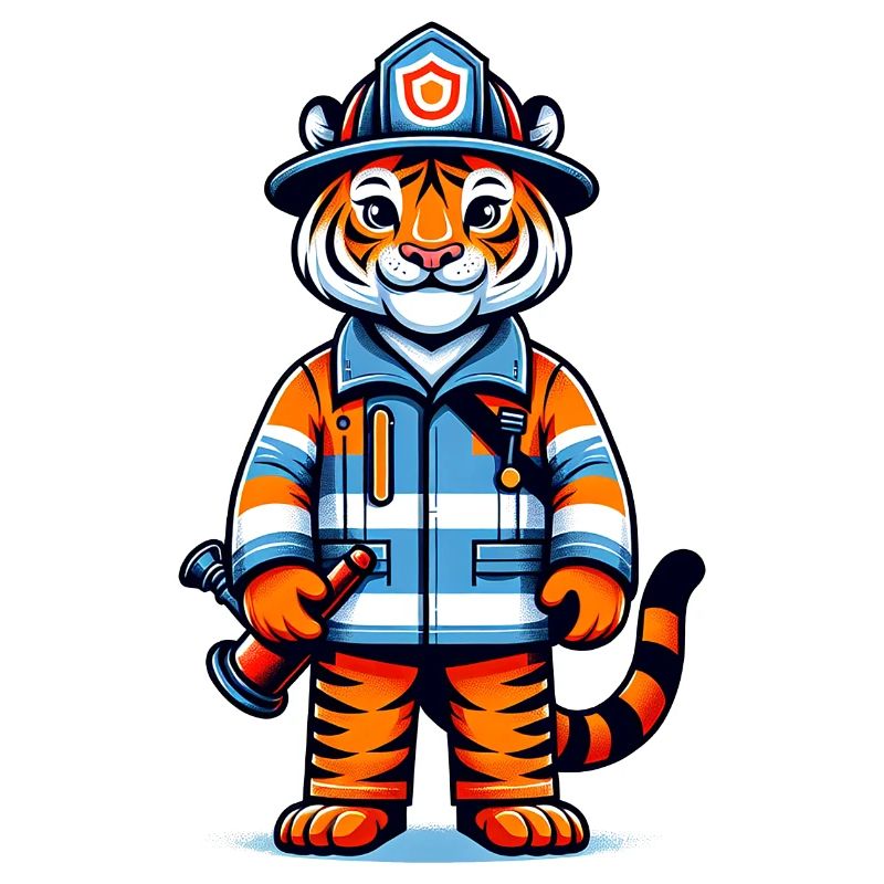 Cute Tiger Firefighter