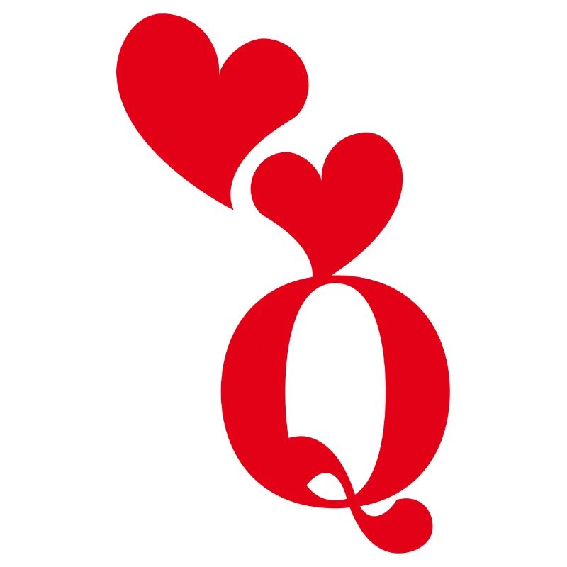 Buchstabe q rotes Herz