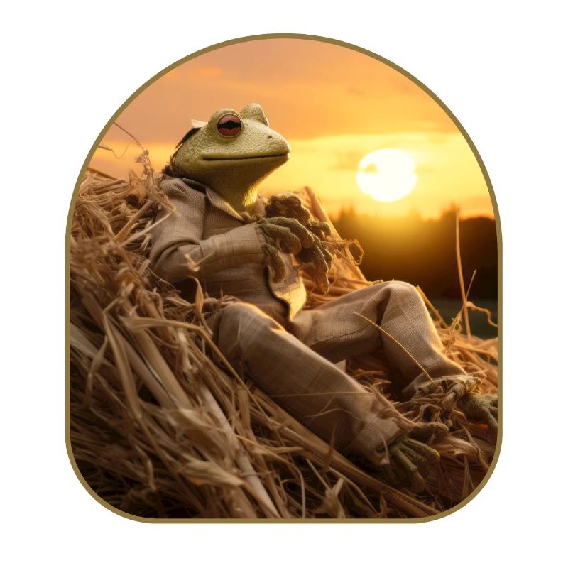 Frog Haystack Sunset Watching Countryside