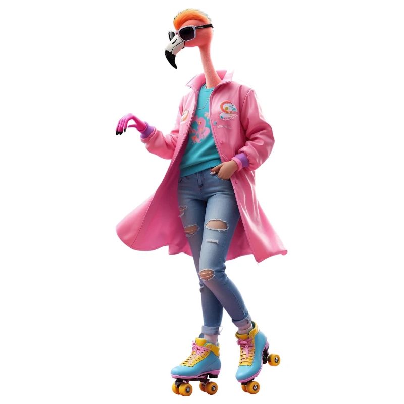 Rollerskating Flamingo