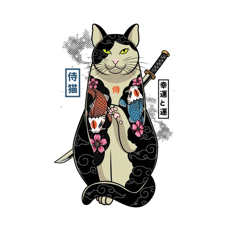 samurai cat - maneki neko