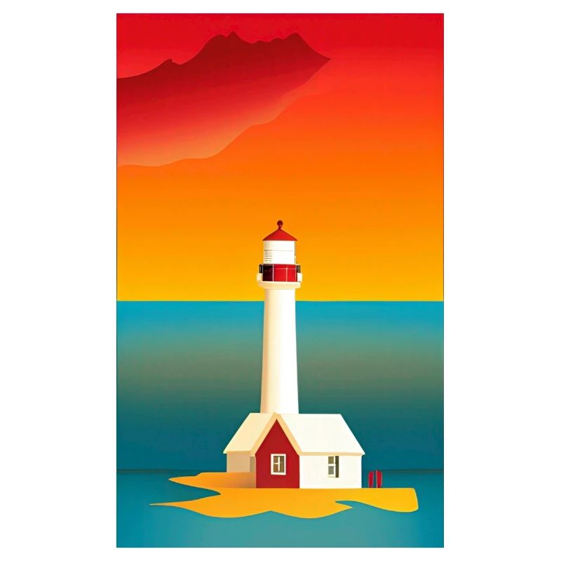 landscape beach coast lighthouse comic cartoon