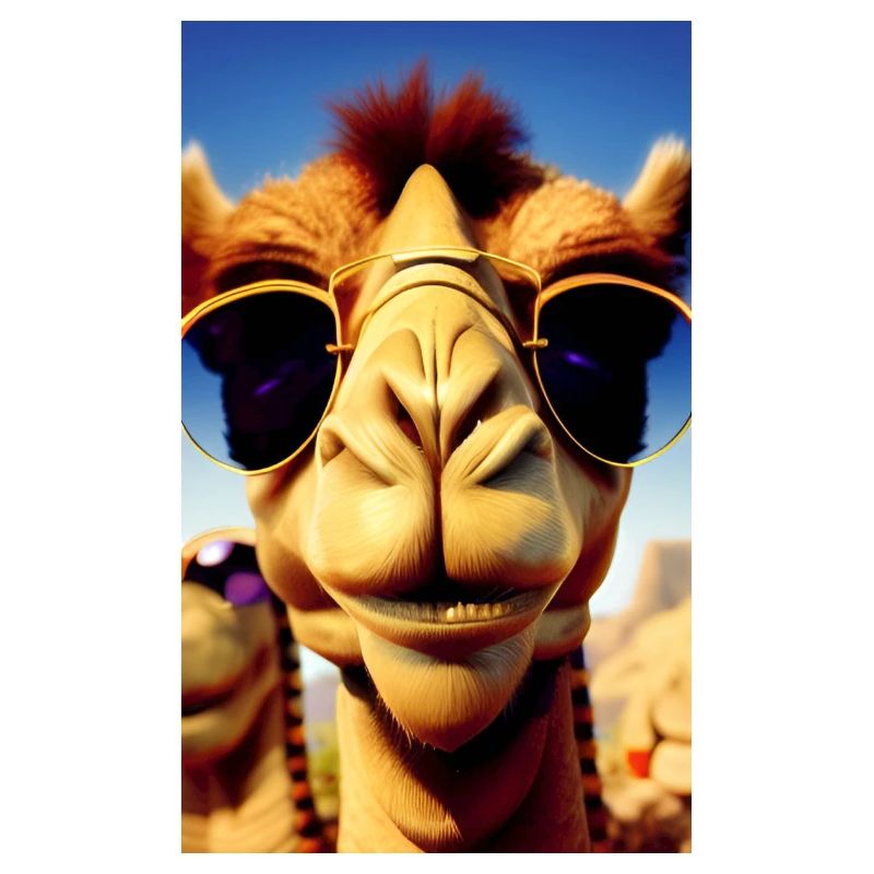 Coole Kamelurlaub Selfie Wüste Sonnenbrille Comic