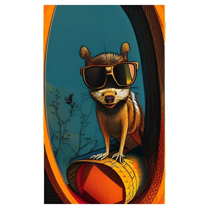 Cool Comic Portrait of a wild red squirrel nuts