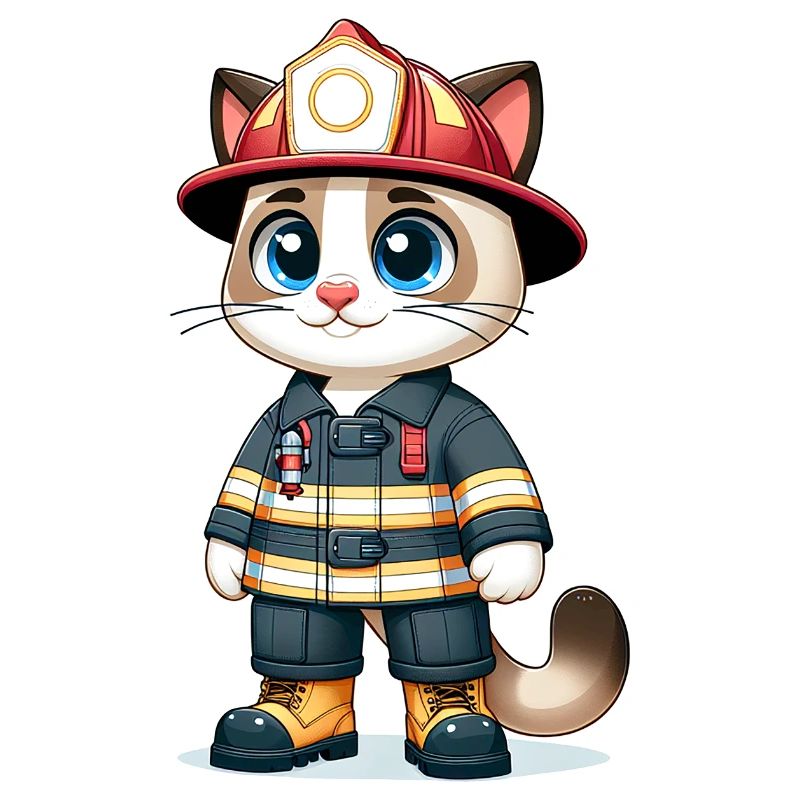 Chat mignon pompier