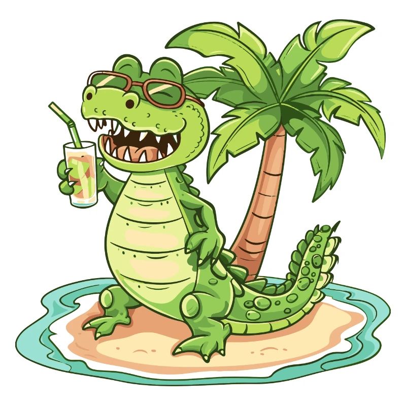 Alligator Sommer Strand Comic