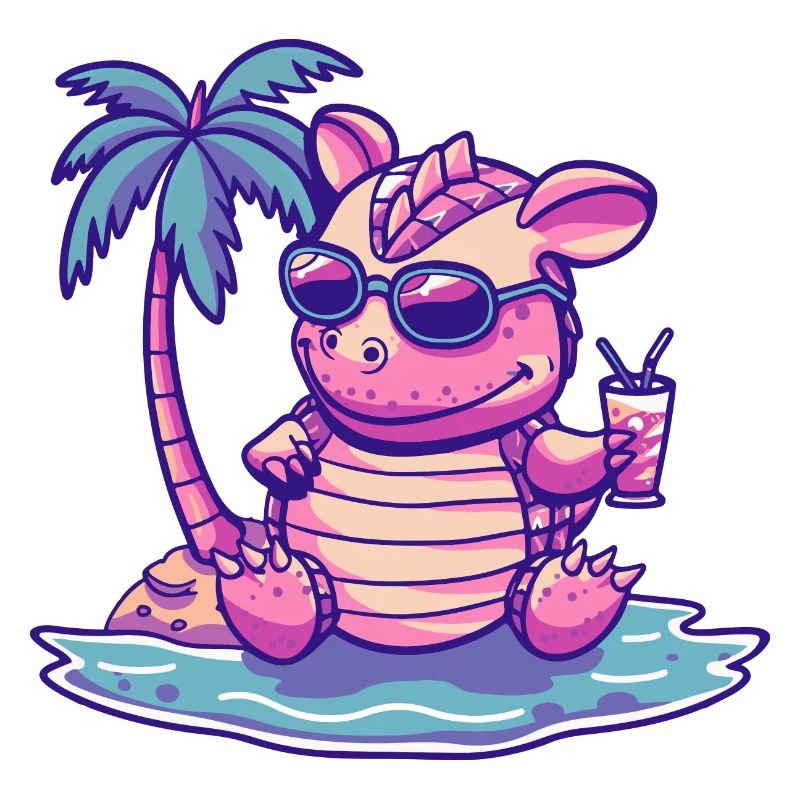 Gürteltier Sommer Strand Comic