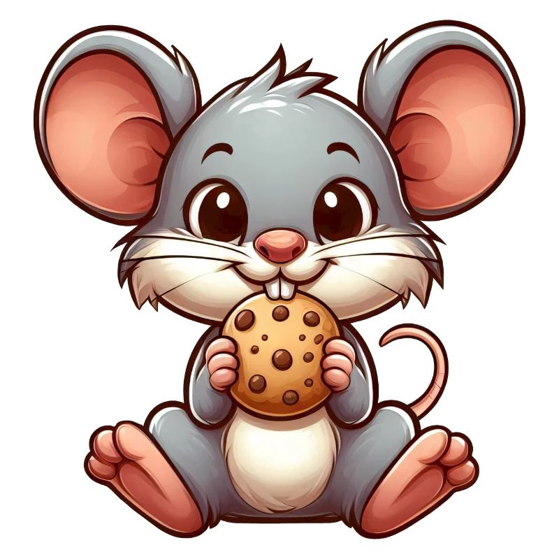 Mignon dessin animé chat grignotage biscuit