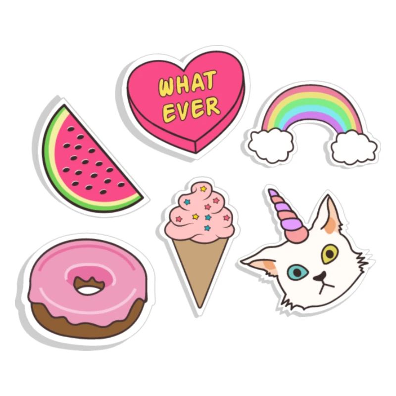 Emojis - Chat, Arc-en-ciel, Pastèque, crème glacée