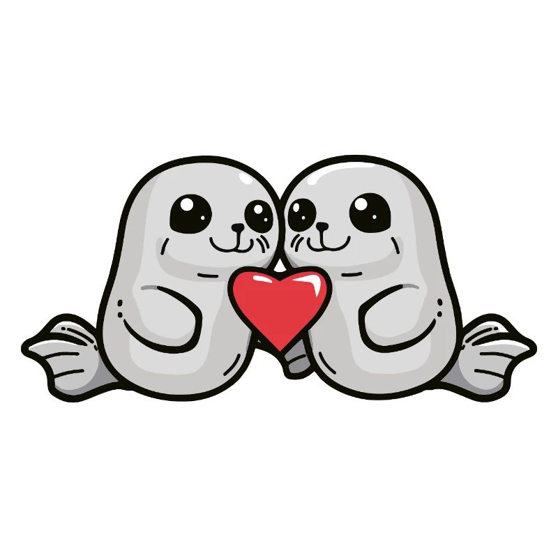 Couple de phoques Saint-Valentin