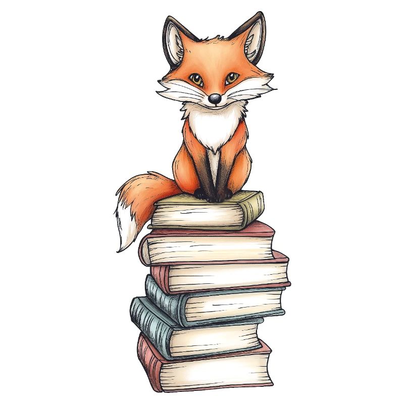 Fuchs auf Bücherstapel