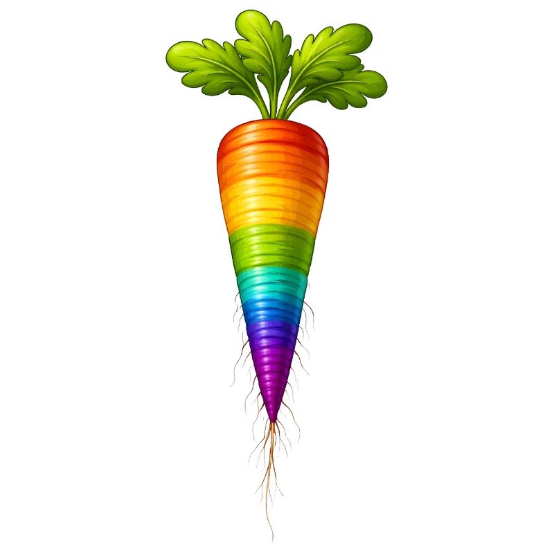 Rainbow Carrot Colorful Vegetable Design