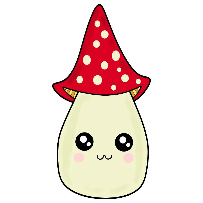 Kawaii champignon Toadstool mignon rouge avec visage