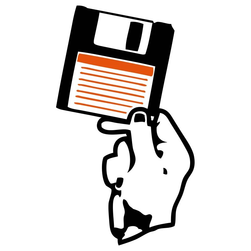 Ich halte dir eine Handdiskette.