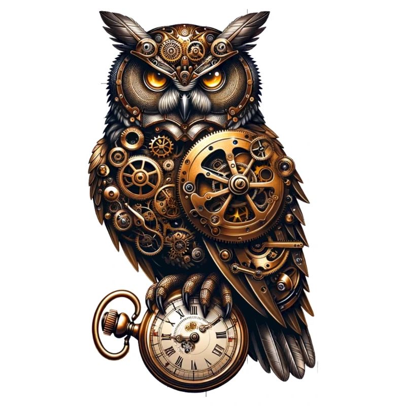 Clockwork Sentinel: Steampunk-Eule mit Getriebe