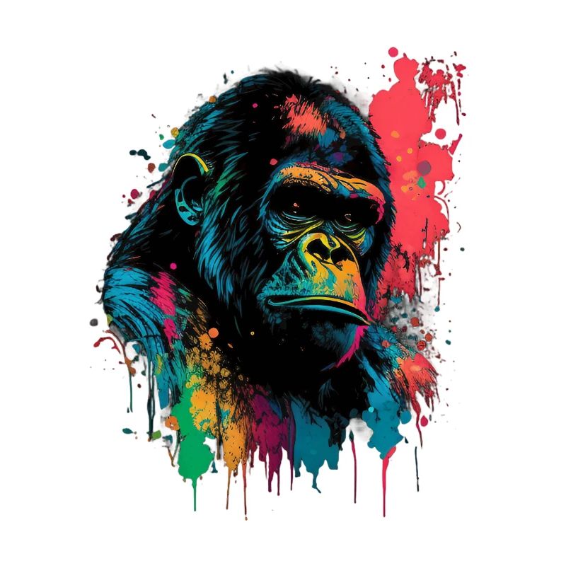 Colorful Gorilla Splash Art Expression