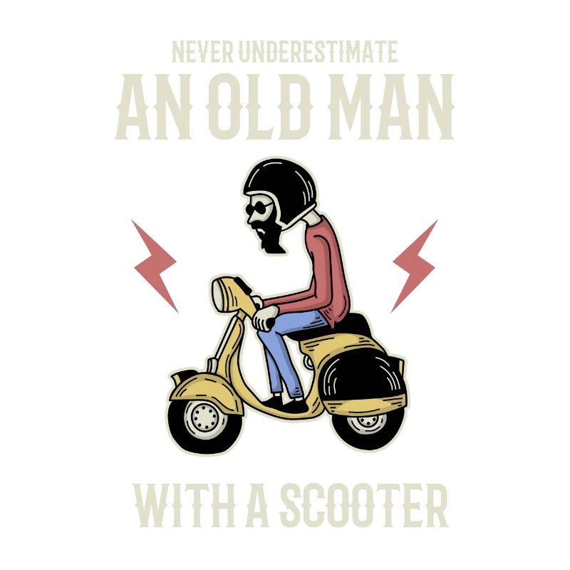 Alter Mann reitet einen Motorroller