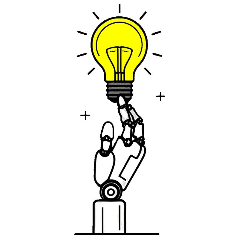 Robot Hand with Yellow Light Bulb Inspiration
