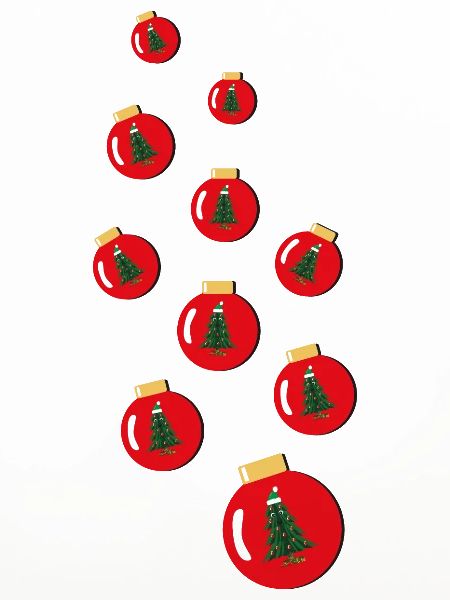 Wilde Weihnachtskugeln mit Weihnachtsbäumen.