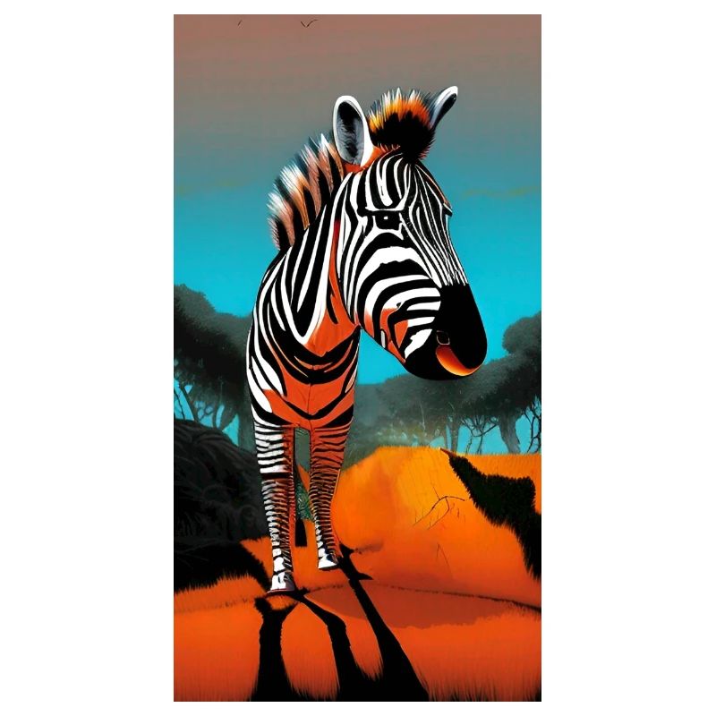 Comic drawing zebra (Hippotigris) during sunset