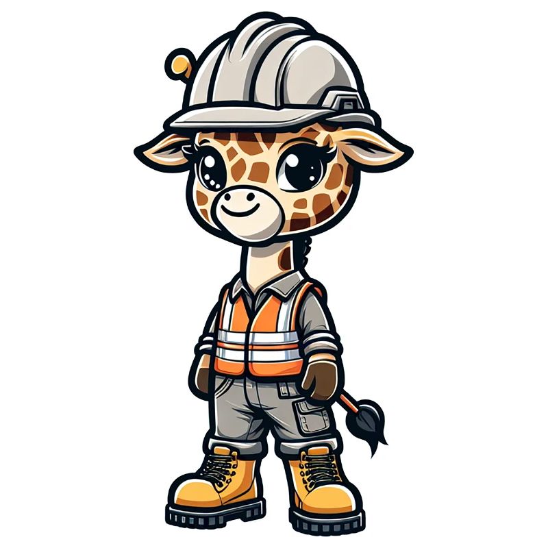 Cute Giraffe Construction Worker