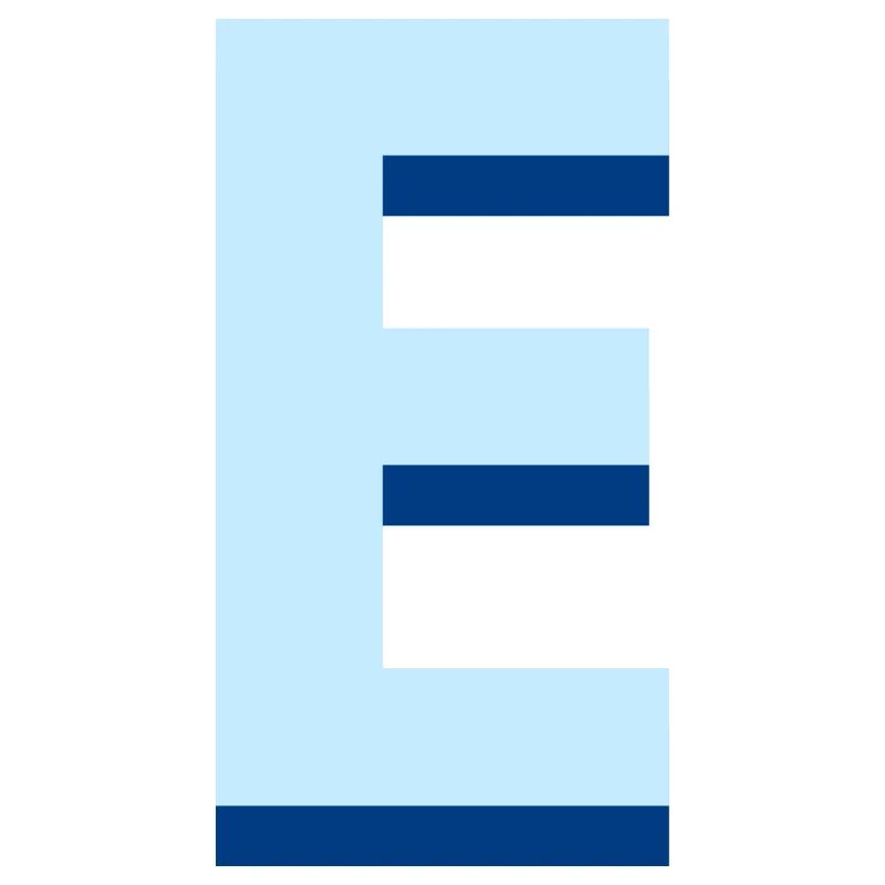 Pop und moderner blauer Buchstabe e