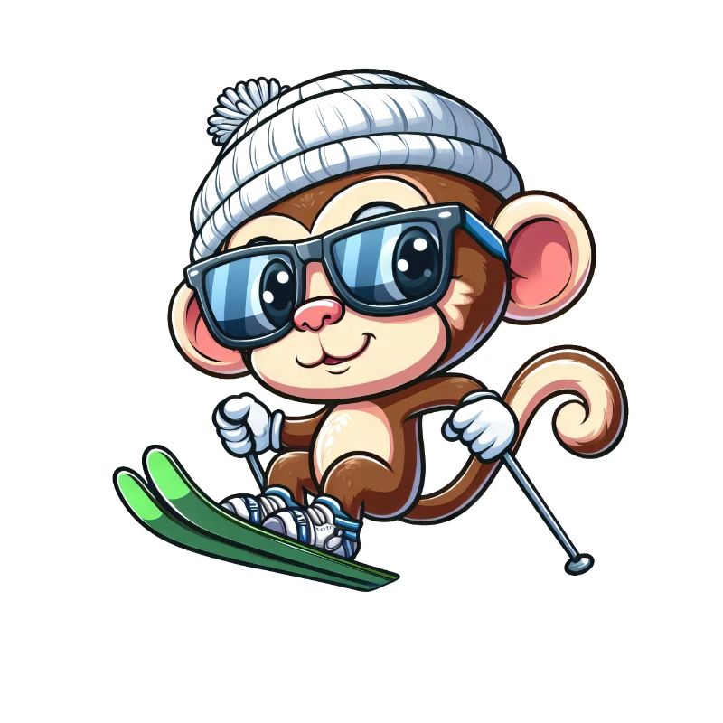 Monkey Chimpanzee Skier Ski