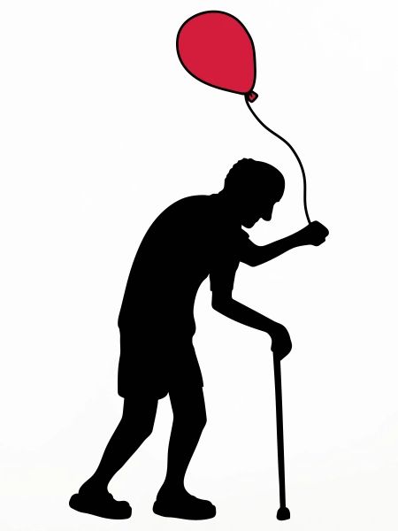 Opa mit Luftballon