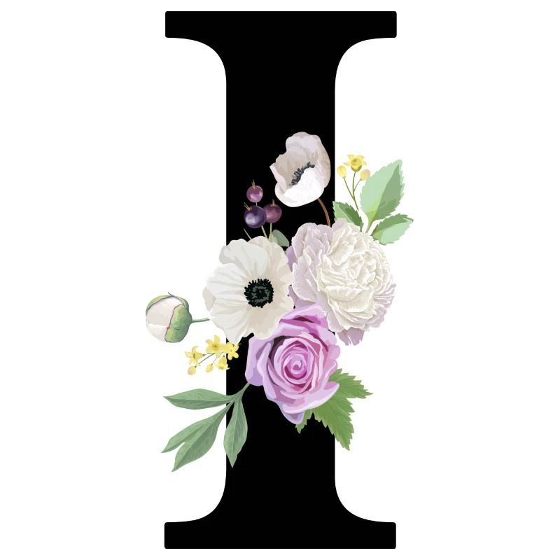 Lila Blumenbuchstabe I