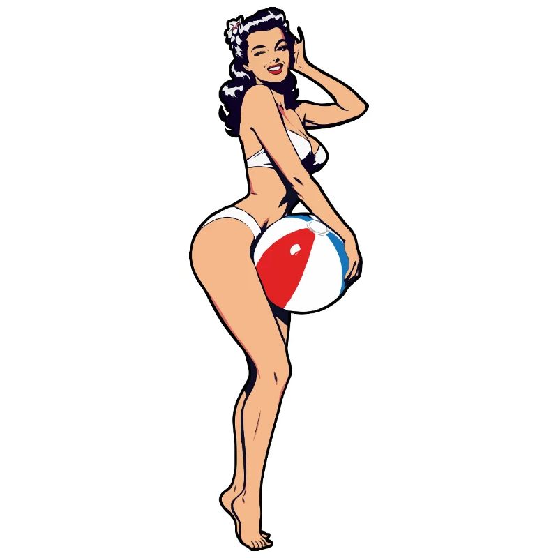 Empreinte de balle de plage pin-up