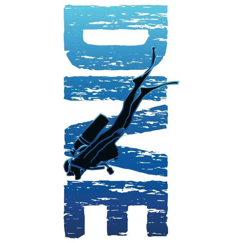 Dive Vertical Text Vintage Scuba Diver