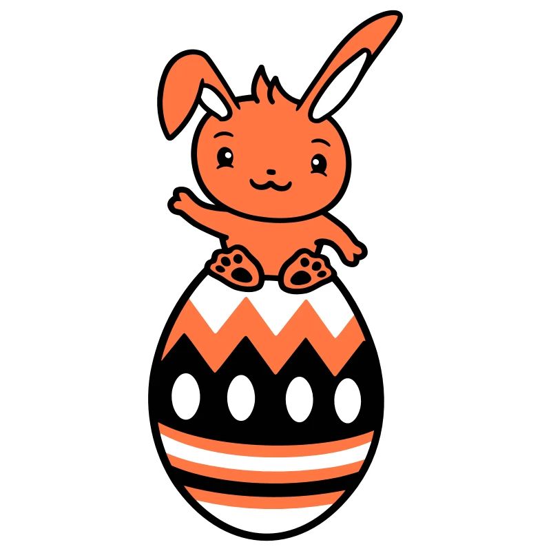 Bunny sitting on big giant Easter egg Easter bunny