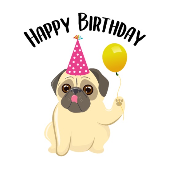 Happy Birthday Pug' Coasters | Spreadshirt