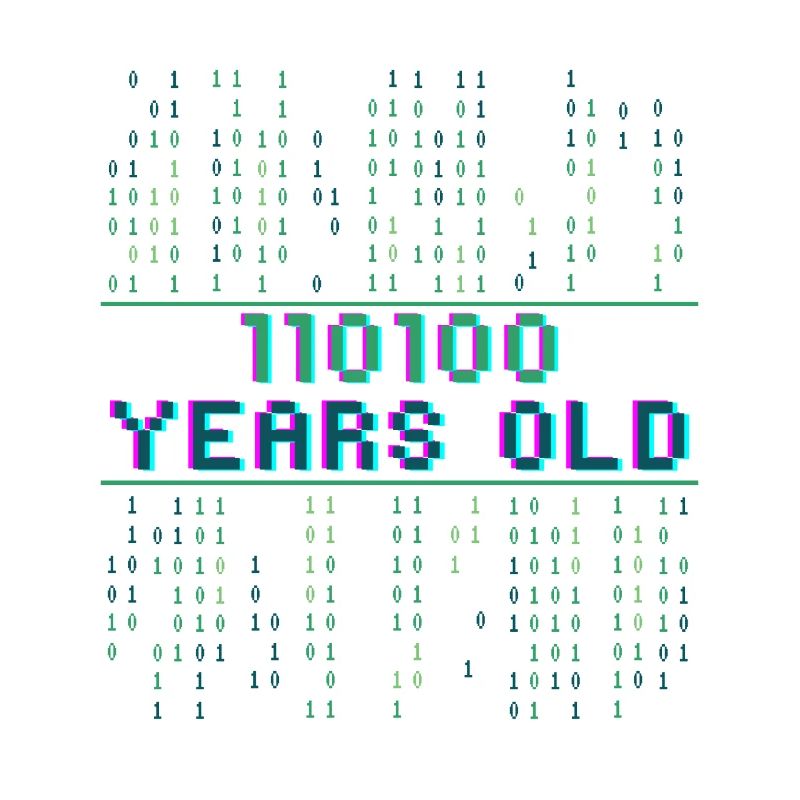 52nd Birthday 52 years old Binary Code Computer Science