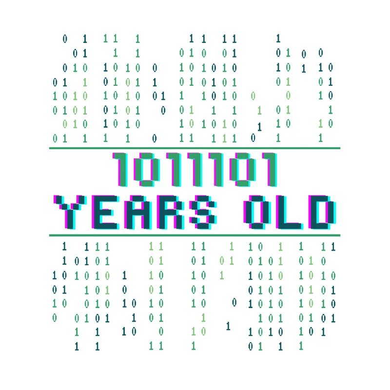 93rd Birthday 93 years old Binary Code Computer Science