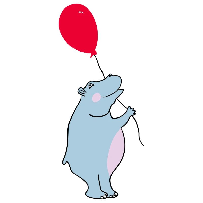 Blauer Hippo mit Ballon