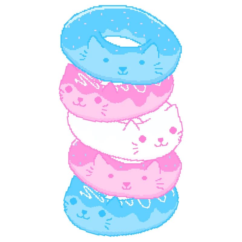 Trans Pride Cat 8-Bit Pixel Donut Stack Trans