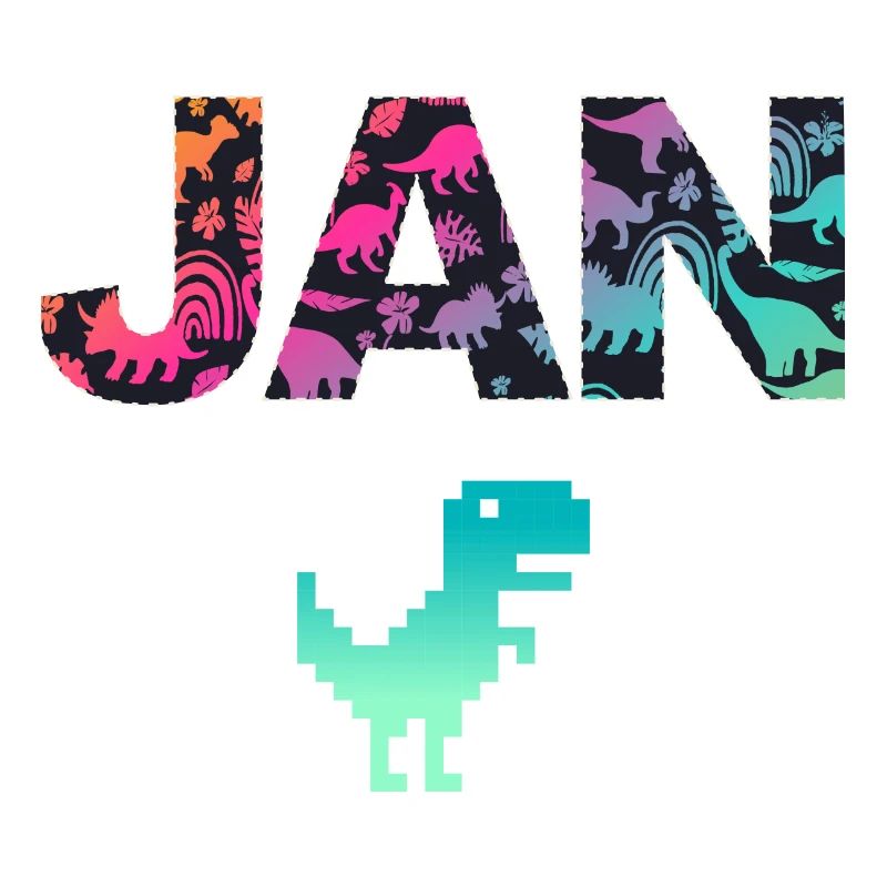 JAN - Beautiful boy name with dinosaur
