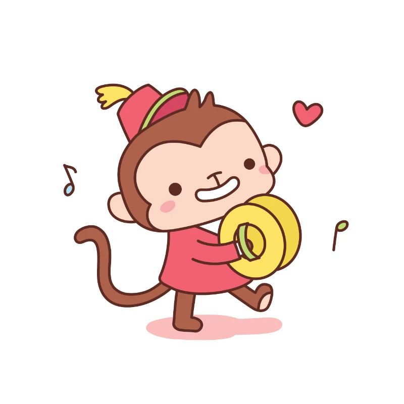 Cute Happy Monkey With Cymbals